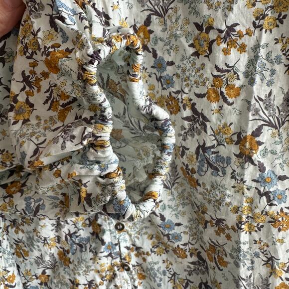 Polagram Then it Did Cotton Button Front Long Sleeve Floral Blouse 1XL - Picture 9 of 11